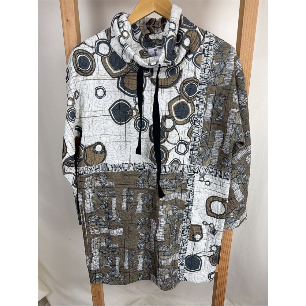 NWT Inoah Mulitcolor Long Sleeve Turtleneck Quilted Tunic Dress #1133 XS